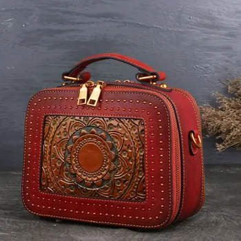 Women Embossed Sun Totem Cowhide Leather Large Capacity Vintage Ladies Top Handbags Mini Rivet Satchel Tote Bag Shoulder Bags
Women Embossed Sun Totem Cowhide Leather Large Capacity Vintage Ladies Top Handbags Mini Rivet Satchel Tote Bag Shoulder Bags