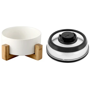 1Pcs Salad Bowl Noodles Bowls with Wooden Tray White & 1Pcs Instant Vacuum Food Sealer Fresh Cover S
1Pcs Salad Bowl Noodles Bowls with Wooden Tray White & 1Pcs Instant Vacuum Food Sealer Fresh Cover S