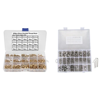 520 Pcs Screws and Nuts Screws Assortment Set & 450Pcs Metric Female Thread Knurled Threaded Insert Nuts Assortment Kit
520 Pcs Screws and Nuts Screws Assortment Set & 450Pcs Metric Female Thread Knurled Threaded Insert Nuts Assortment Kit