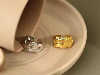 1pc 18K GOLD Authentic 925 sterling silver White/ Gold Open Chunky Chain Ring Band Wider adjust Jewelry TLJ1218 
1pc 18K GOLD Authentic 925 sterling silver White/ Gold Open Chunky Chain Ring Band Wider adjust Jewelry TLJ1218