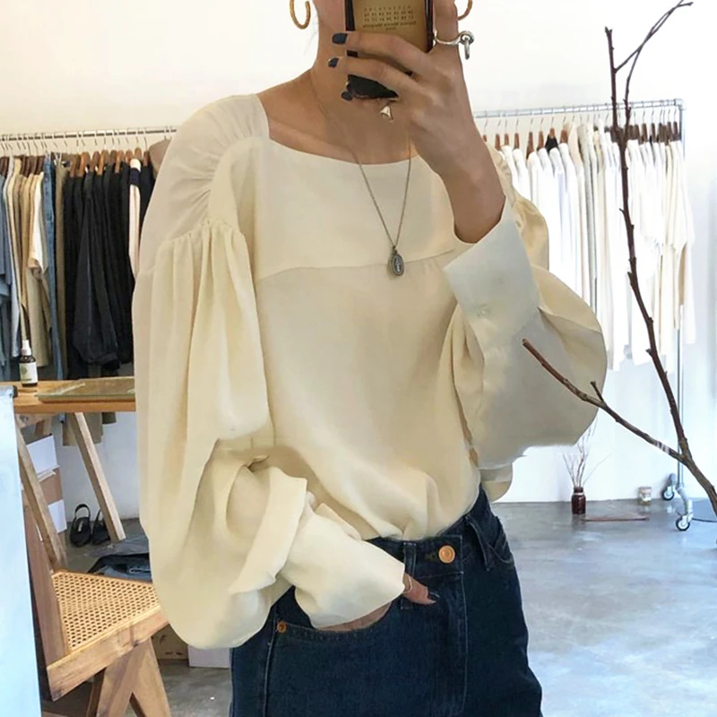 ZOSOL Korea Chic Gentle Square Neck Shoulder Fold Design Loose Solid Color deng long Shirt Female
ZOSOL Korea Chic Gentle Square Neck Shoulder Fold Design Loose Solid Color deng long Shirt Female