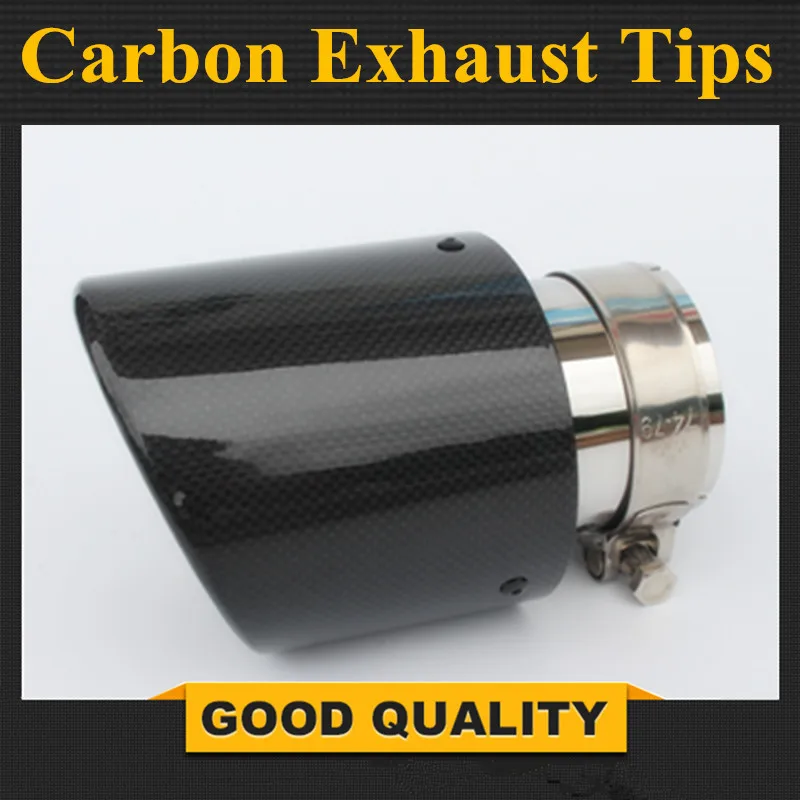 

Car Glossy Carbon Fibre Exhaust System Muffler Pipe Tip Curl Universal Black Stainless Mufflers Decorations For Akrapovic