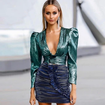 2019 New Fashion Green With Dark Blue Two Pieces Patchwork Sexy Women Dress V Neck Mini Club Elegant Celebrity Party Wholesale
2019 New Fashion Green With Dark Blue Two Pieces Patchwork Sexy Women Dress V Neck Mini Club Elegant Celebrity Party Wholesale