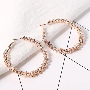 

Statement Sliver/Gold Color Big Bamboo Circle Hoop Earrings For Women Hip Hop Large Celebrity Basketball Wives Earrings Hoops