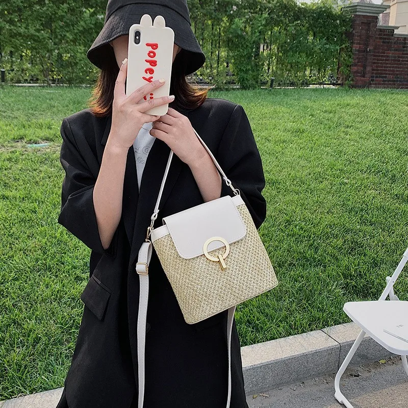 Small Straw Bucket Bags For Women 2021 Summer Crossbody Bags Lady Travel Purses And Handbags Female Shoulder Simple Bag
Small Straw Bucket Bags For Women 2021 Summer Crossbody Bags Lady Travel Purses And Handbags Female Shoulder Simple Bag
