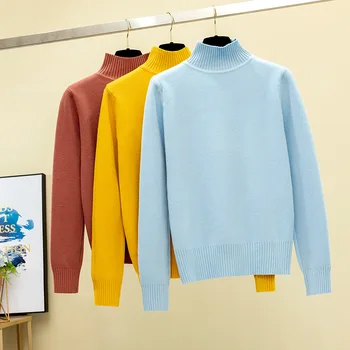 2019 Casual loose Sweater Pullover Women Long Sleeve solid Autumn Winter thick sweater Basic female turtleneck Knitted Sweaters 
2019 Casual loose Sweater Pullover Women Long Sleeve solid Autumn Winter thick sweater Basic female turtleneck Knitted Sweaters