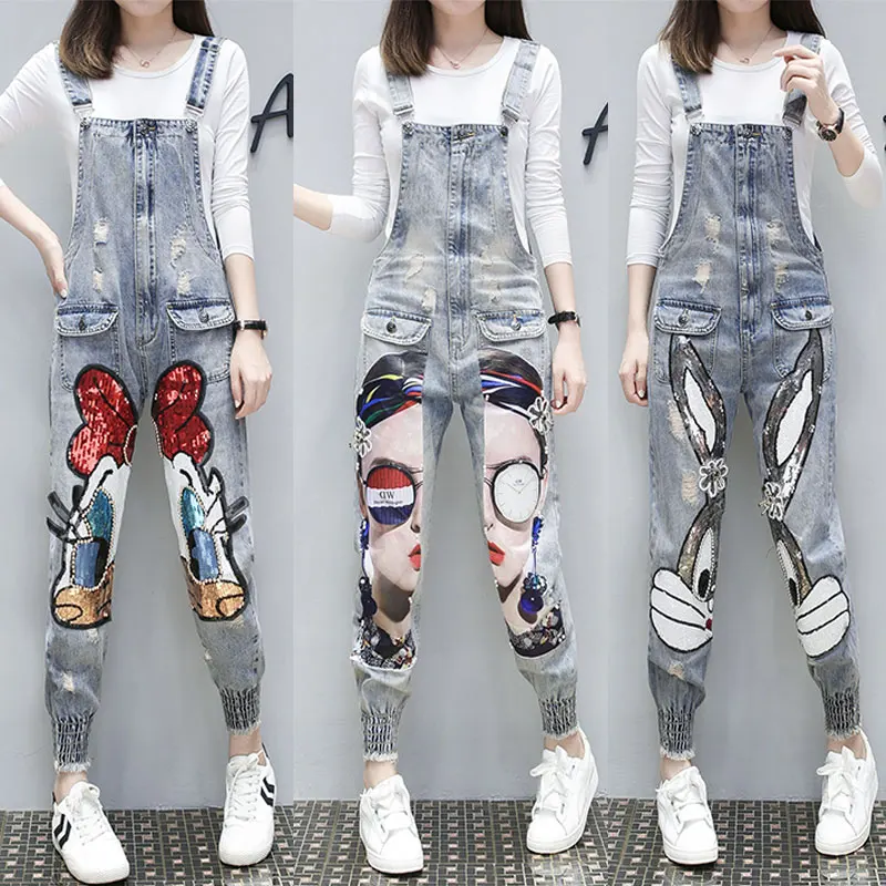 Denim Overalls for Women 2019 Spring Au-tumn Cartoon Character Print Hole Women's Jumpsuits Loose Casual Denim Pants bodysuit 
Denim Overalls for Women 2019 Spring Au-tumn Cartoon Character Print Hole Women's Jumpsuits Loose Casual Denim Pants bodysuit