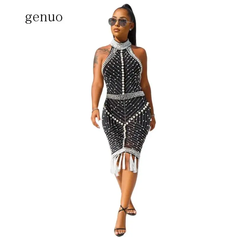 2020 New Arrival Autumn European And American Fashion Collar Sleeveless Sexy Beading With Tassel Knee-length Dress
2020 New Arrival Autumn European And American Fashion Collar Sleeveless Sexy Beading With Tassel Knee-length Dress