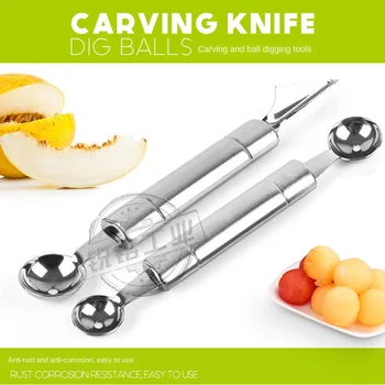 Double-headed Stainless Steel Fruit Excavator Watermelon Ball Spoon Carving Knife Fruit Cutter Creative Kitchen Gadgets
Double-headed Stainless Steel Fruit Excavator Watermelon Ball Spoon Carving Knife Fruit Cutter Creative Kitchen Gadgets