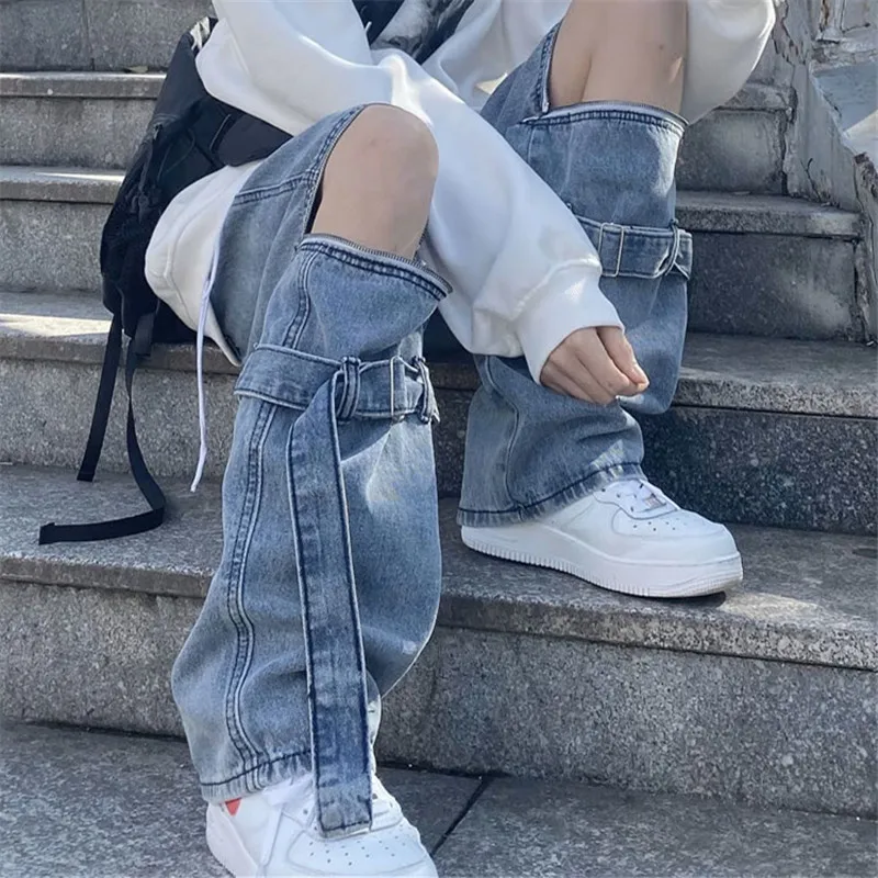 Jeans For Women Spring Zipper Removable Light blue Straight Tube Loose High Waist Street Style Net Red Wide Leg Pants New J019
Jeans For Women Spring Zipper Removable Light blue Straight Tube Loose High Waist Street Style Net Red Wide Leg Pants New J019