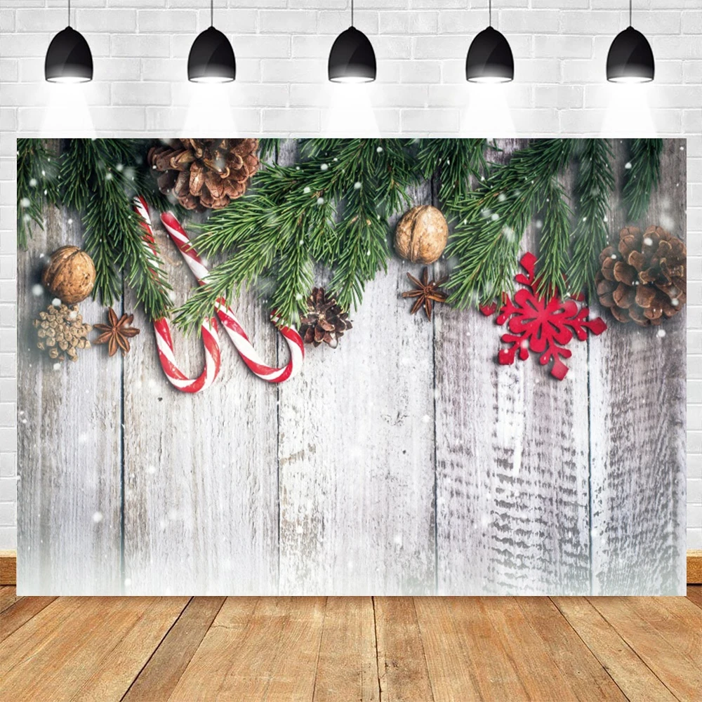 

Christmas Wood Board Candy Ball Backdrop Party Decor Baby Portrait Photography Background Photocall Photographic Photo Studio