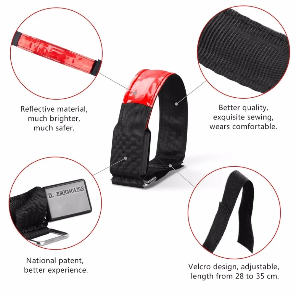 LED Armband 4-Pack Glow Bracelet Safety Light-Up Sports Wristband Ankle Reflective Strips with LED Flashing Lights for Running (3)