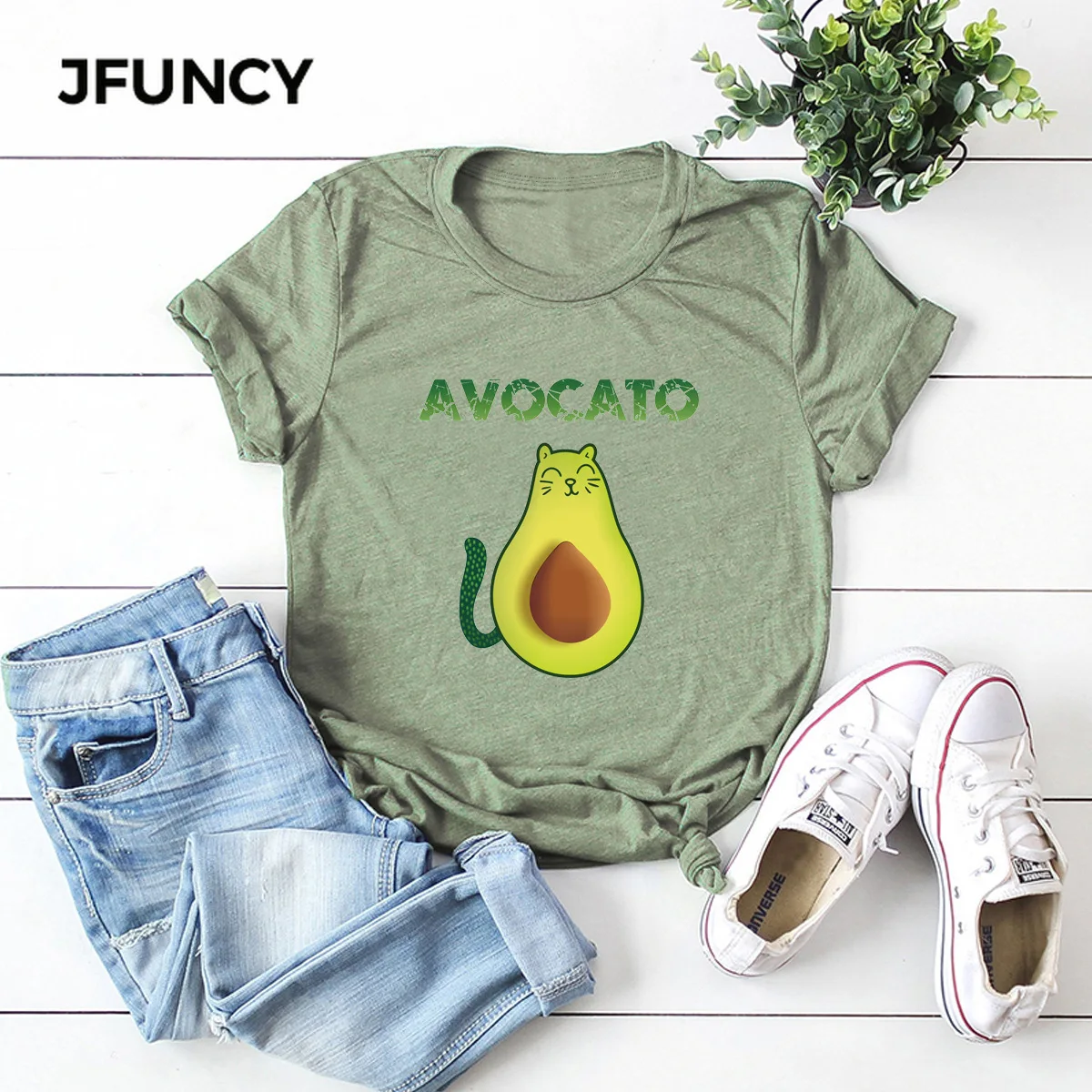 JFUNCY Cute Avocado Cat Print Oversize Women Loose Tee Tops 100% Cotton Summer T-Shirt Woman Shirts Fashion Kawaii Mujer Tshirt
JFUNCY Cute Avocado Cat Print Oversize Women Loose Tee Tops 100% Cotton Summer T-Shirt Woman Shirts Fashion Kawaii Mujer Tshirt