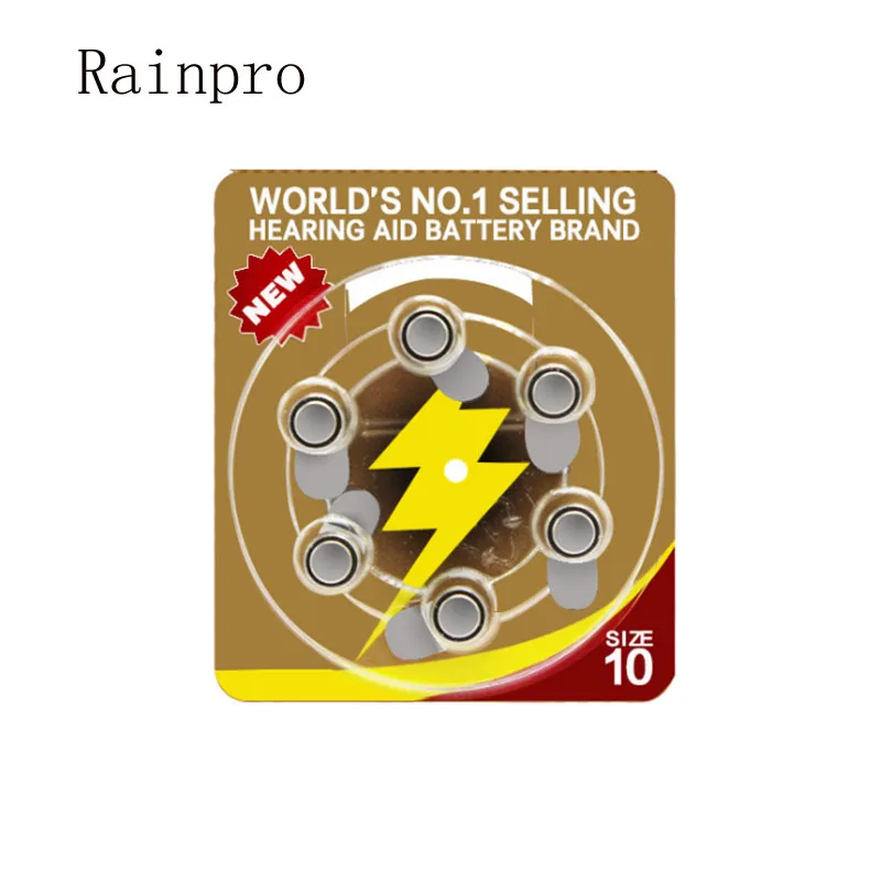 Rainpro 6PCS/LOT A10 Hearing Aid Batteries a10 10 PR70 PR536 Zinc Air Button 1.45V | Электроника