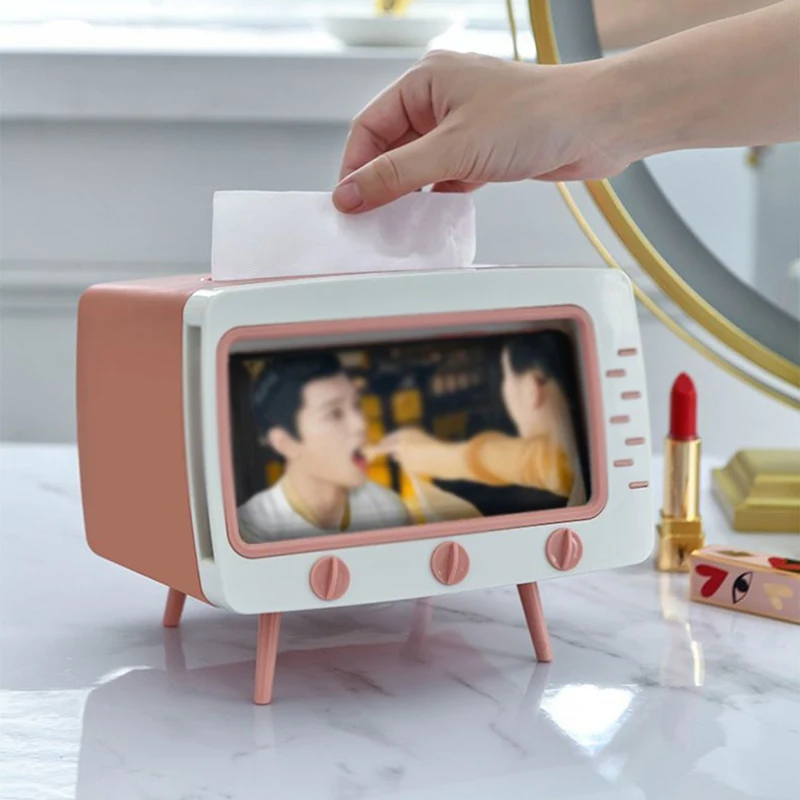 TV Tissue Box Cover Creative Vintage Dispenser for Napkins Multifunctional Tissue Case with Mobile Holder ABS Box for Napkins
TV Tissue Box Cover Creative Vintage Dispenser for Napkins Multifunctional Tissue Case with Mobile Holder ABS Box for Napkins