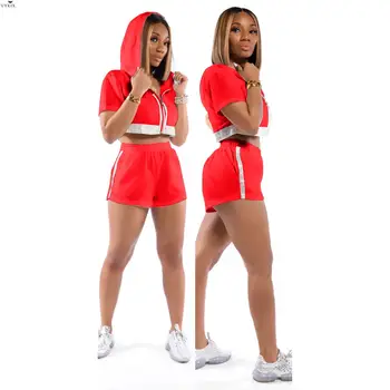 2020 Tracksuit Women Set Summer Hooded Zipper Tops + Shorts Suit Two Piece Set Night Party Sporty Sexy Club Outfits Sweatsuit
2020 Tracksuit Women Set Summer Hooded Zipper Tops + Shorts Suit Two Piece Set Night Party Sporty Sexy Club Outfits Sweatsuit