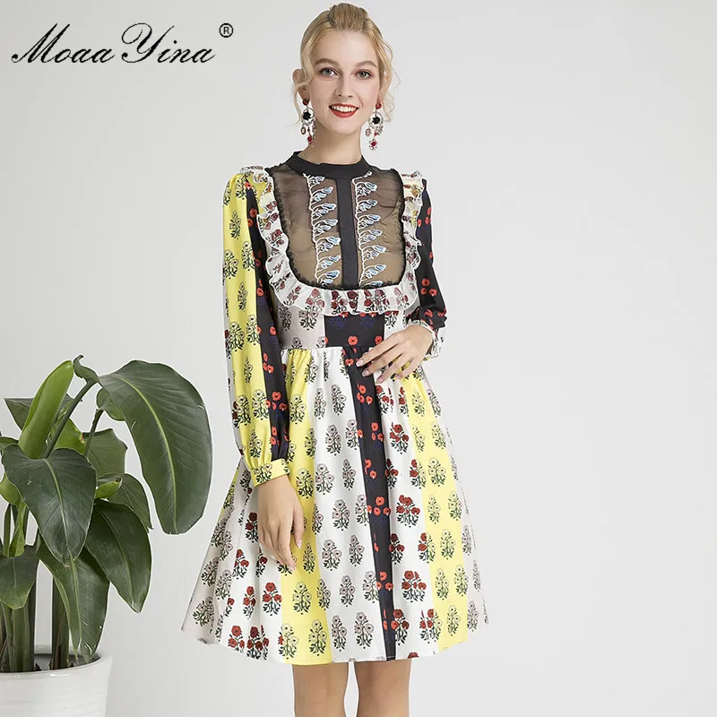 MoaaYina Fashion Designer Runway dress Spring Women Dress Long sleeve Mesh Embroidery Ruffles Floral-Print Elegant Dresses
MoaaYina Fashion Designer Runway dress Spring Women Dress Long sleeve Mesh Embroidery Ruffles Floral-Print Elegant Dresses