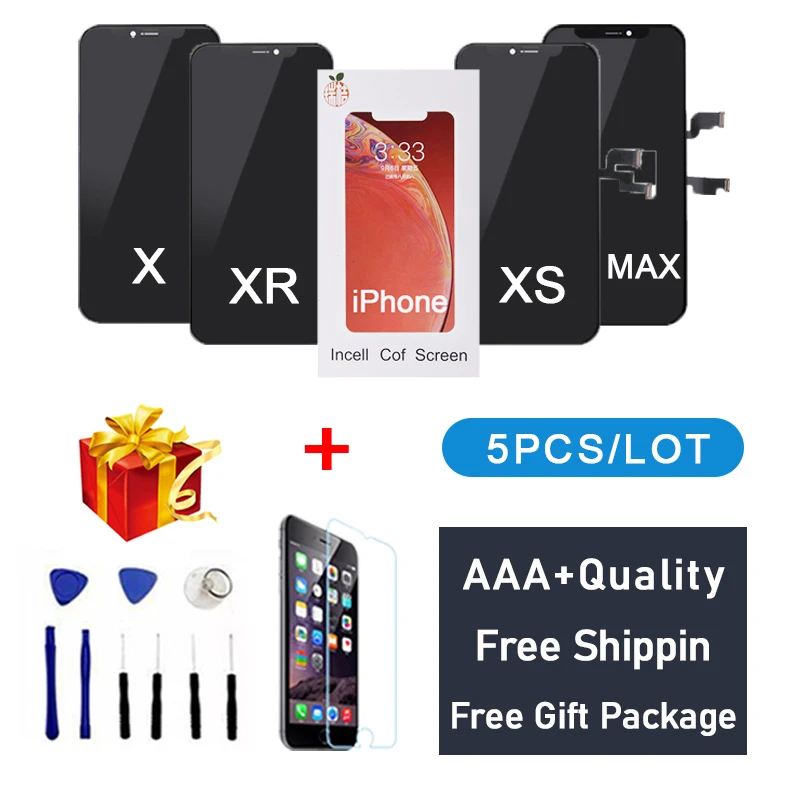 5PCS AAA Grade For iPhone X XS XR XS Max LCD with 3D Touch Screen Digitizer Assembly Replacement For iPhone 11 Screen with Tools
5PCS AAA Grade For iPhone X XS XR XS Max LCD with 3D Touch Screen Digitizer Assembly Replacement For iPhone 11 Screen with Tools