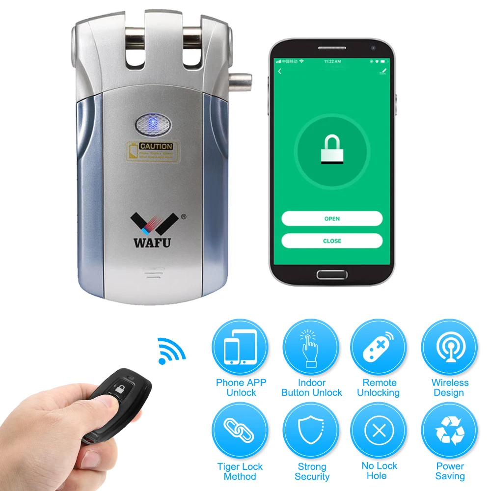 WAFU HF-018W WiFi Smart Electronic Lock Remote Control Invisible Keyless Door Lock Smart Door Lock Home Security Easy Installing
WAFU HF-018W WiFi Smart Electronic Lock Remote Control Invisible Keyless Door Lock Smart Door Lock Home Security Easy Installing