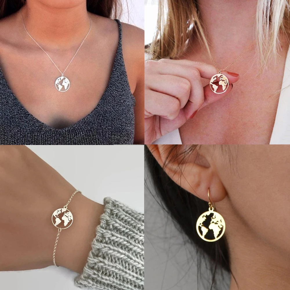 Simple Hollow Globe Earth World Map Necklace Set Bohemian Geometric Earth World Map Pendant Necklace Women 2020 Fashion Jewelry
Simple Hollow Globe Earth World Map Necklace Set Bohemian Geometric Earth World Map Pendant Necklace Women 2020 Fashion Jewelry