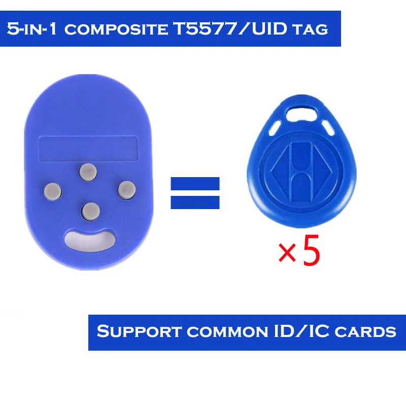 1PCS RFID Multiple Keyfob 4 or 5 in 125khz T5577 EM Writable IC 13.56Mhz M1k S50 UID changeable CUID Complex Keychain Tag
1PCS RFID Multiple Keyfob 4 or 5 in 125khz T5577 EM Writable IC 13.56Mhz M1k S50 UID changeable CUID Complex Keychain Tag