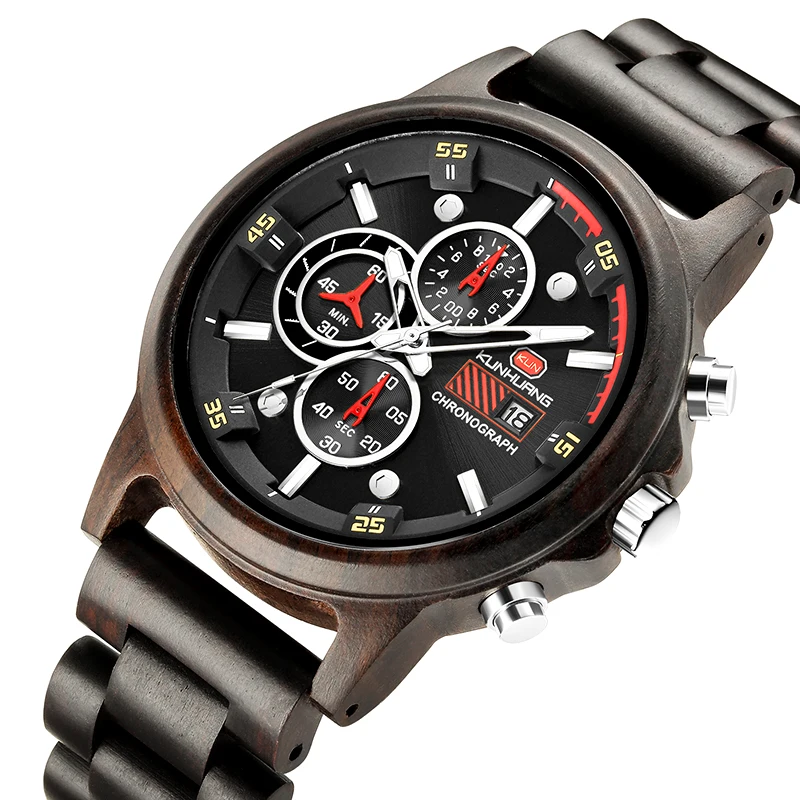 Montre Homme KUNHUANG Men Watch Fashion Brand Luxury Quartz Wristwatch Auto Date Stop Watch Male Clock Relogio Masculino Wooden
Montre Homme KUNHUANG Men Watch Fashion Brand Luxury Quartz Wristwatch Auto Date Stop Watch Male Clock Relogio Masculino Wooden
