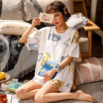 2020 New Fashion Cotton Pajamas Sleepwear For Women Short Sleeve Shorts 2 Pcs Comfort Pajama Sets Summer Autumn Casual Nightwear
2020 New Fashion Cotton Pajamas Sleepwear For Women Short Sleeve Shorts 2 Pcs Comfort Pajama Sets Summer Autumn Casual Nightwear