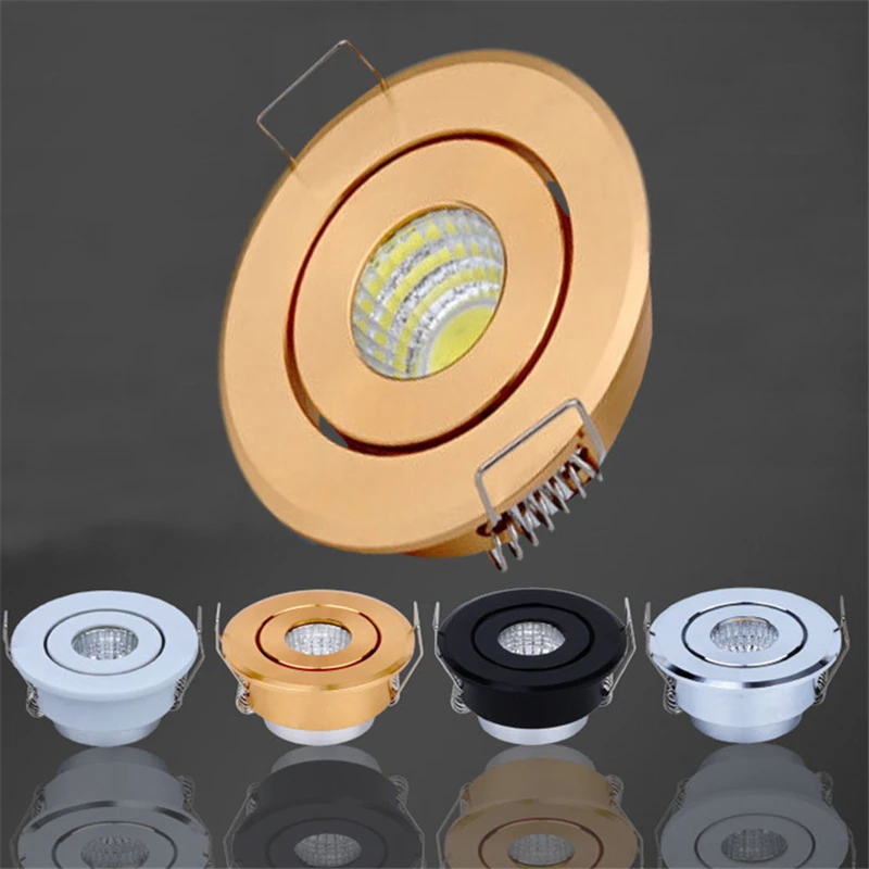 Dimmable Mini LED Downlights 3W 52mm AC85-265V Jewelry Display Ceiling Recessed Cabinet Silvery/Black/White/Golden COB downlight | Лампы и