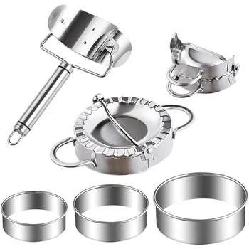 6 Pcs Dumplings Maker, Dumpling Molds Dumpling Skin Roller and Dumpling Cutter Pie Ravioli Empanadas Press Mold
6 Pcs Dumplings Maker, Dumpling Molds Dumpling Skin Roller and Dumpling Cutter Pie Ravioli Empanadas Press Mold