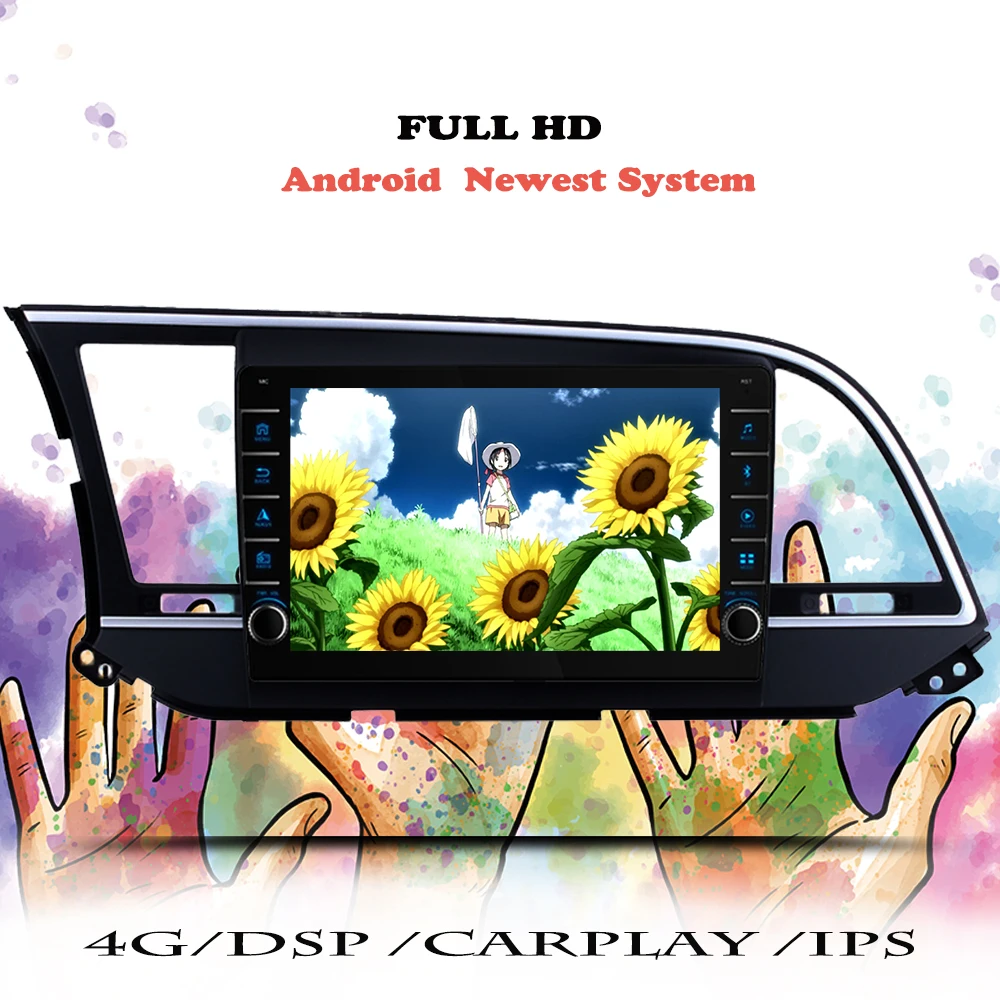 Автомагнитола Android 10 IPS для Hyundai Elantra 6 2016 2017 2018 мультимедийный плеер навигация GPS