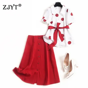 Lady Summer Skirt Set 2020 New Runway Designers Fashion Women's Polka Dot Print Chiffon Blouse and Skirt Matching 2Pcs Sets
Lady Summer Skirt Set 2020 New Runway Designers Fashion Women's Polka Dot Print Chiffon Blouse and Skirt Matching 2Pcs Sets