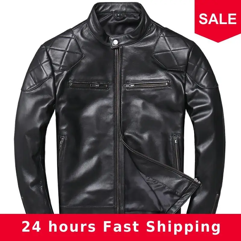 2020 Black Men Slim Fit Biker's Leather Jacket Plus Size XXXXXL Genuine Sheepskin Russian Autumn Motorcycle Leather Coat
2020 Black Men Slim Fit Biker's Leather Jacket Plus Size XXXXXL Genuine Sheepskin Russian Autumn Motorcycle Leather Coat