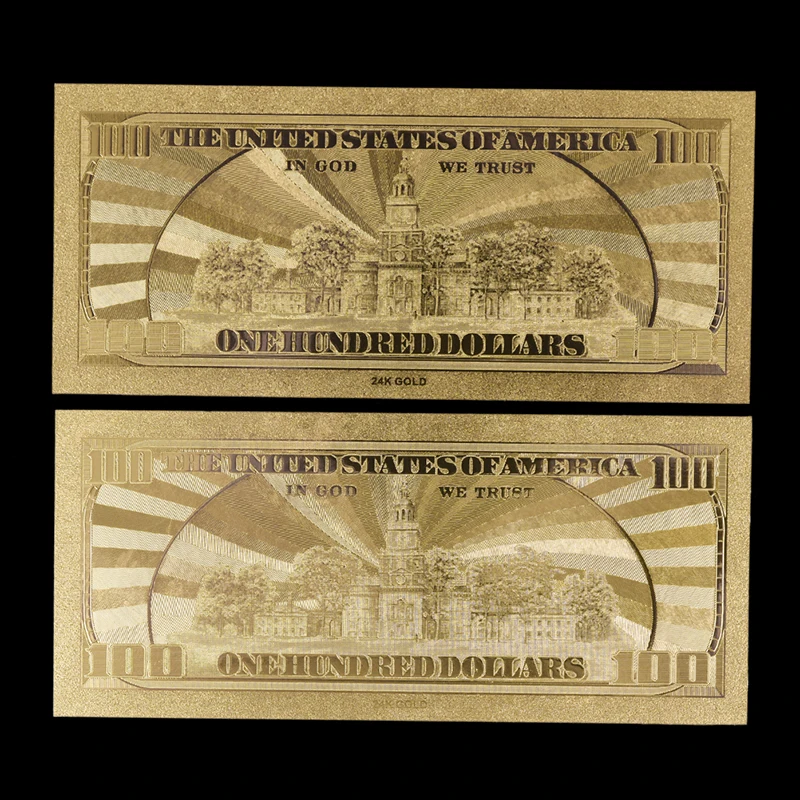 Description Picture 3 of item10Pcs/Lot Commemorative Gold Banknotes 100 Dollar USA Currency Bill Fake Paper Money Coin Medal 24k United States OF America