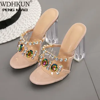 WDHKUN Summer Fashion Crystal Diamond Slides Clear PVC Transparent Slippers Women Shoes Peep Toe High Heels Mules Dress Pumps
WDHKUN Summer Fashion Crystal Diamond Slides Clear PVC Transparent Slippers Women Shoes Peep Toe High Heels Mules Dress Pumps