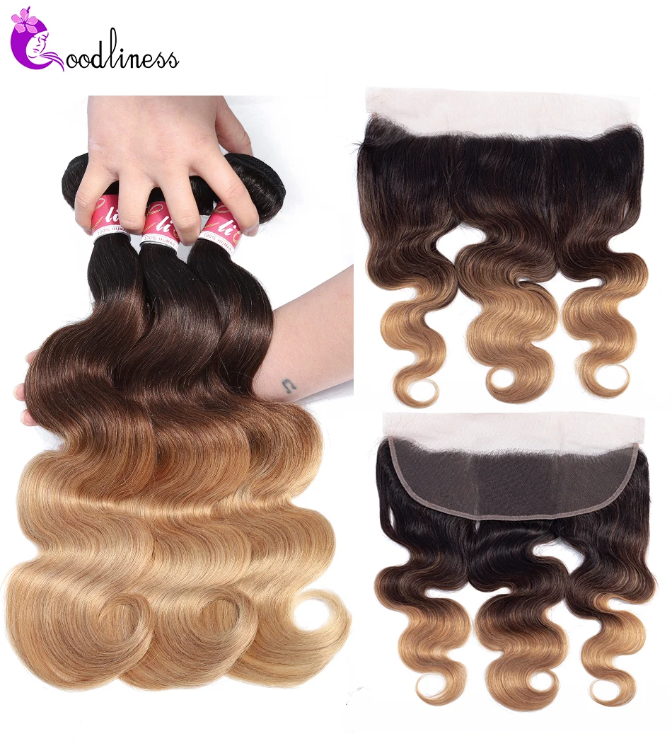 peruvian body wave bundles with frontal 1b/4/27 blonde 613