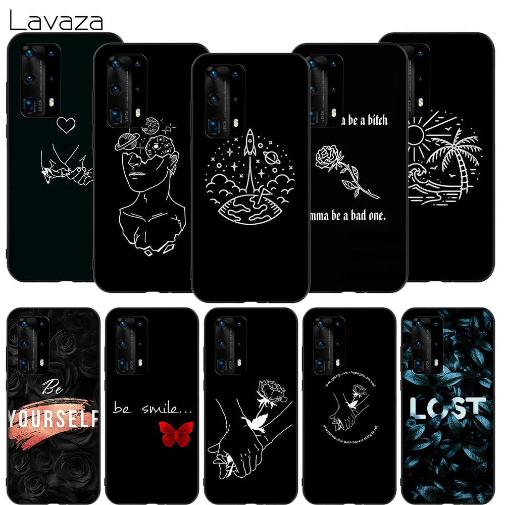 WEBBEDEPP мягкий чехол из ТПУ с цветным текстом на черном фоне для Huawei P8 P9 P10 P20 P30 Y5 Y6 Y7 Y9