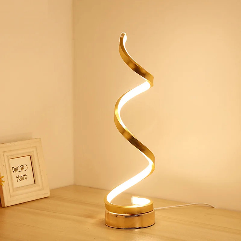 

Three-color S-shaped reading lamp variable table lamp LED night light aluminum alloy bedroom next to decorative lighting