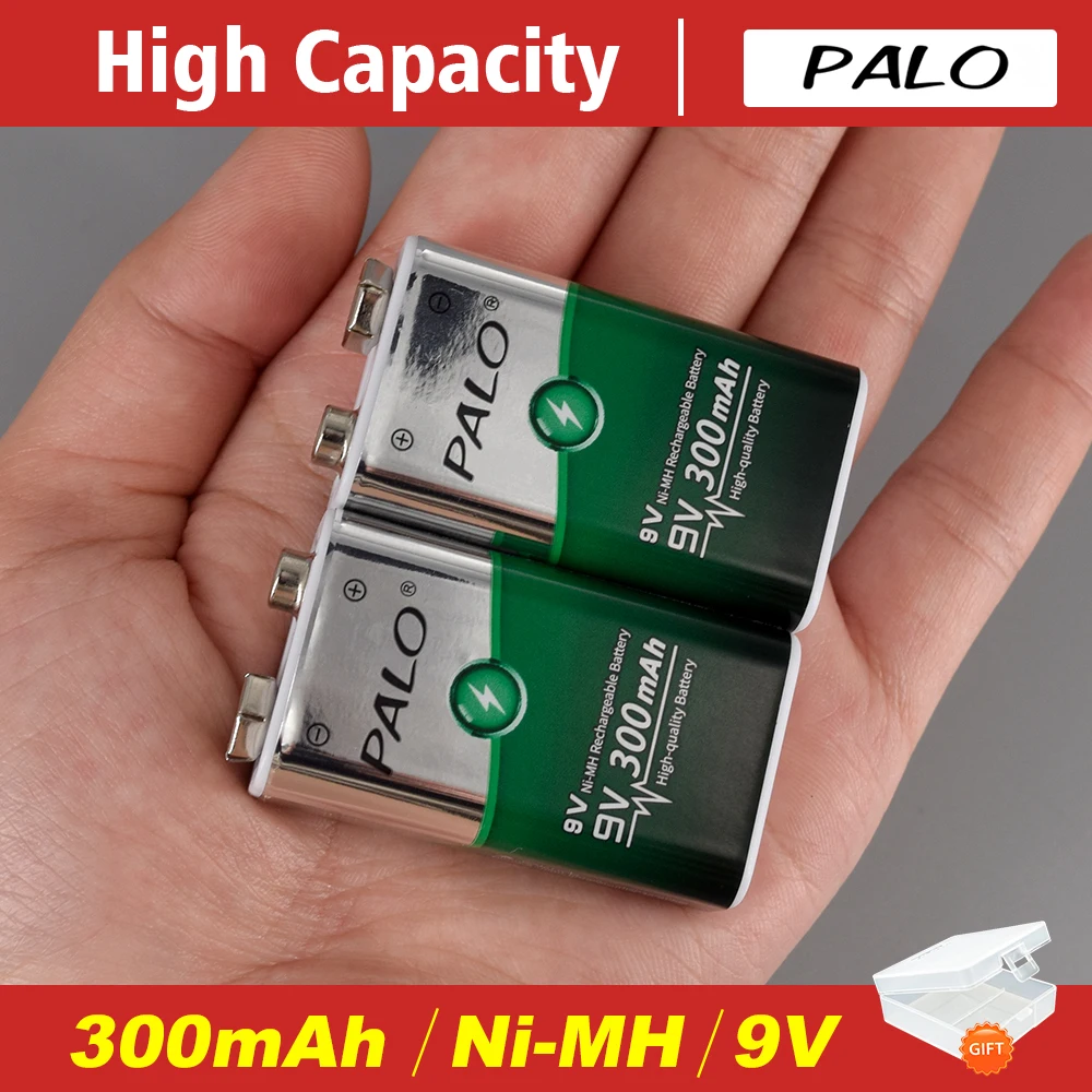

PALO 9V Rechargeable Battery 9V 6F22 Ni-mh Battery 300mAh For Infrared Electronic thermometer wireless microphones