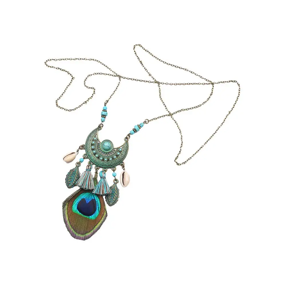 1Pcs Semicircular Crescent Inlaid Shell Pendant Peacock Feather Tassel Sweater Chain
1Pcs Semicircular Crescent Inlaid Shell Pendant Peacock Feather Tassel Sweater Chain