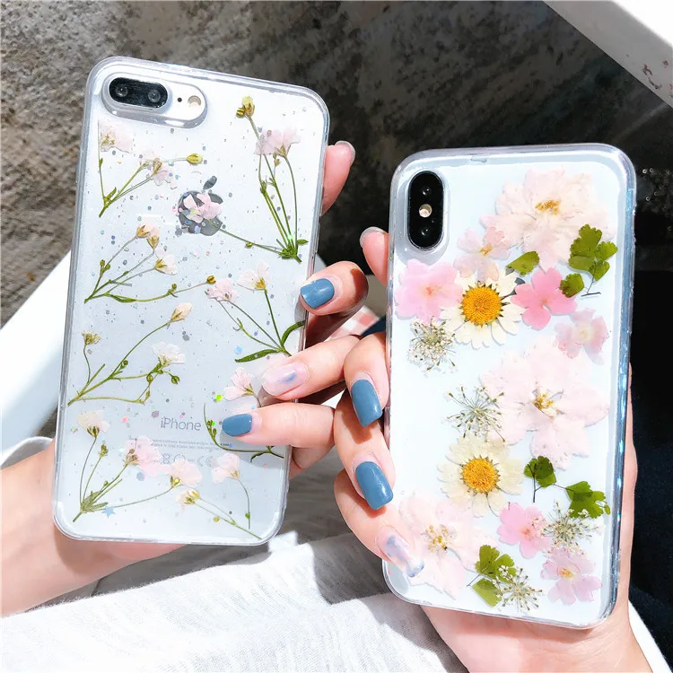 Чехол для iPhone 11 XR 7 8 Pro Max X XS Plus 6 6s мягкий чехол с натуральными сушеными цветами |