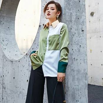 LANMREM 2020 New Fashion Spring Office Lady Pocket Stitching Contrast Satin Green Long Sleeved Lapel Collar Blouse Women AI736
LANMREM 2020 New Fashion Spring Office Lady Pocket Stitching Contrast Satin Green Long Sleeved Lapel Collar Blouse Women AI736