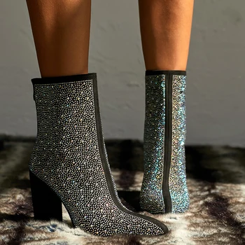 Autumn winter boots pointed short boots new female charm thick with high boots with big yards stretch boots
Autumn winter boots pointed short boots new female charm thick with high boots with big yards stretch boots