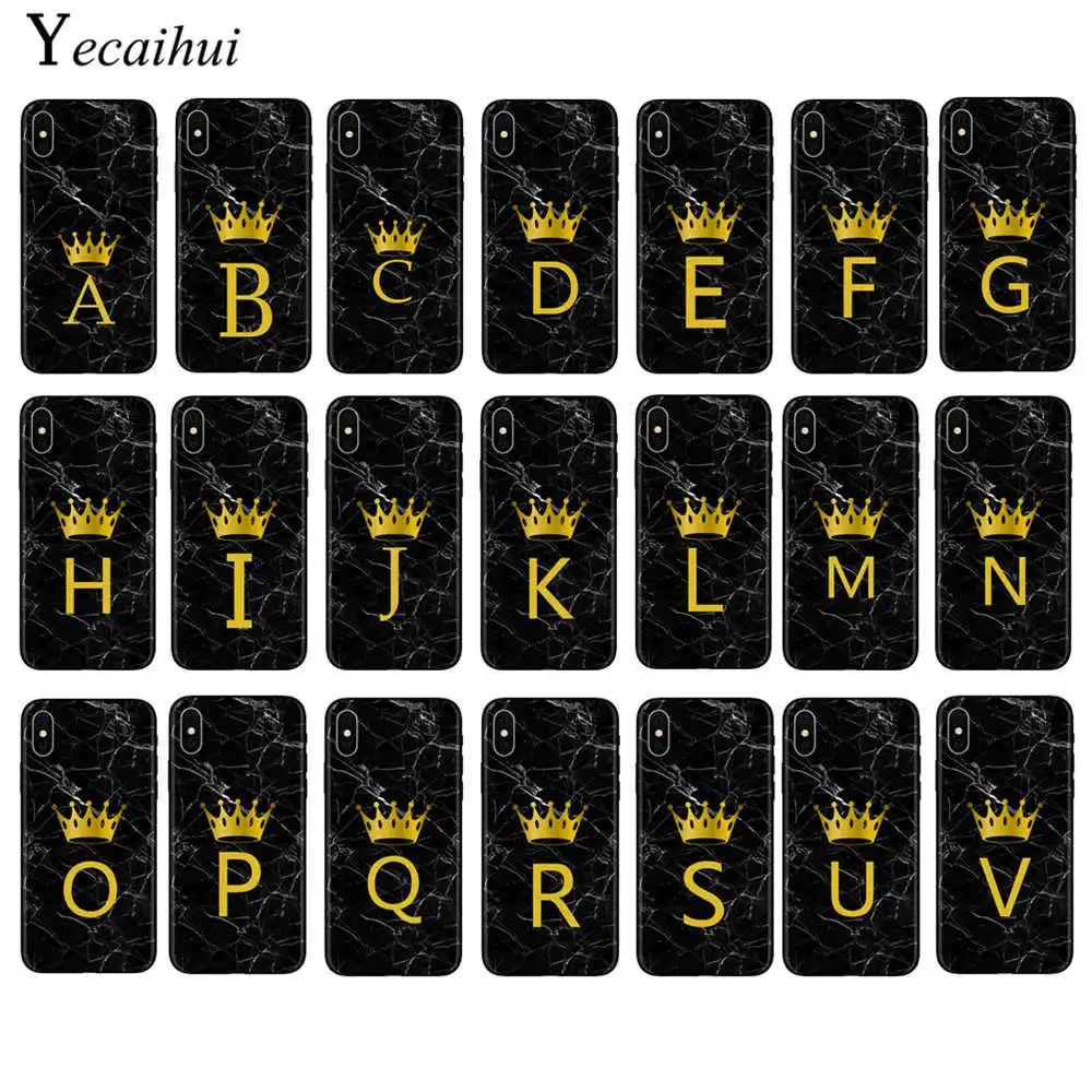 Custom name Letter Monogram Black Marble Gold crown Soft Phone Case For iphone X 5S 5 SE 6 6s Plus 7 7Plus 8 8 plus X XS Max XR
Custom name Letter Monogram Black Marble Gold crown Soft Phone Case For iphone X 5S 5 SE 6 6s Plus 7 7Plus 8 8 plus X XS Max XR