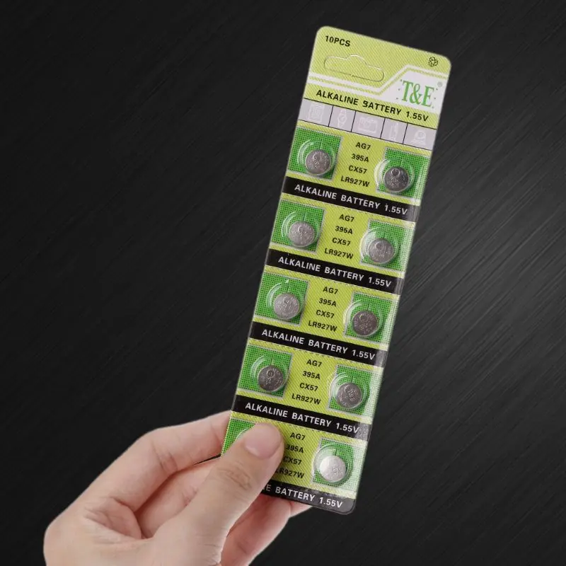 10PCS Alkaline Battery AG7 1.55V Button Coin Cell Watch Batteries LR927 LR57 SR927W 399 GR927 395A
10PCS Alkaline Battery AG7 1.55V Button Coin Cell Watch Batteries LR927 LR57 SR927W 399 GR927 395A