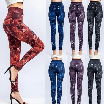 Women Fashion Leggings Lady Print Wet High Waist Imitation Cowboy Trouser Pants High Elasticity Skinny All-match Thin Leggings
Women Fashion Leggings Lady Print Wet High Waist Imitation Cowboy Trouser Pants High Elasticity Skinny All-match Thin Leggings