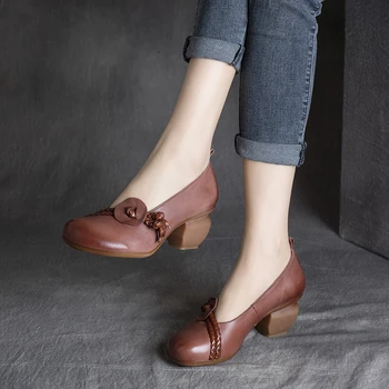 Women Leather Loafer Shoes High Heels Soft Spring Pumps For Women Lazy Shoes Yelllow Retro Pumps Women Handmade Genuine Leather
Women Leather Loafer Shoes High Heels Soft Spring Pumps For Women Lazy Shoes Yelllow Retro Pumps Women Handmade Genuine Leather