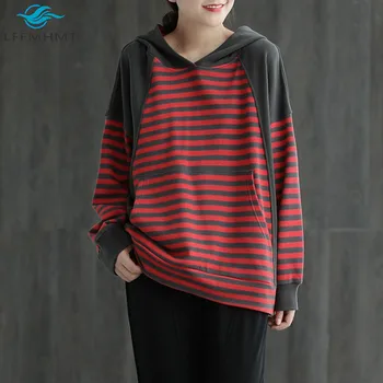Women New Autumn Long Sleeve Hooded Stitching Striped Sweatshirts Office Lady Loose Casual Large Size Trendy Wild Pullover Tops
Women New Autumn Long Sleeve Hooded Stitching Striped Sweatshirts Office Lady Loose Casual Large Size Trendy Wild Pullover Tops