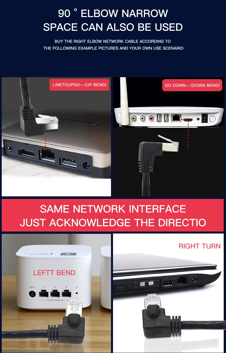 Shop Generic Cat6 Cable RJ45 Right Angle UTP Network Cable