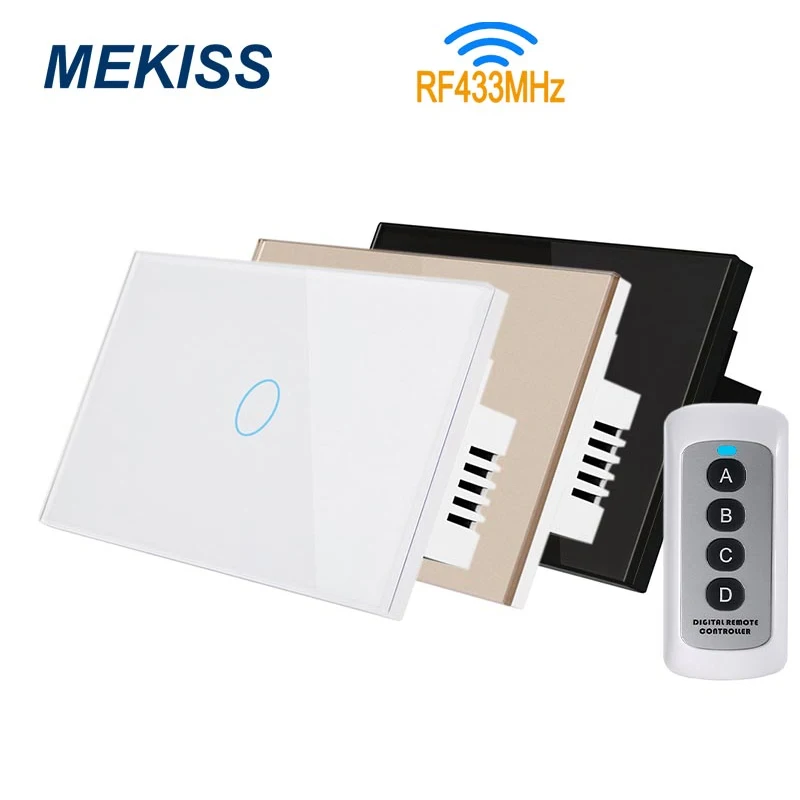 MEKISS RF wireless touch switch US standard light switch supports RF433MHZ remote control 1gang2gang3gang switch interrupter
MEKISS RF wireless touch switch US standard light switch supports RF433MHZ remote control 1gang2gang3gang switch interrupter