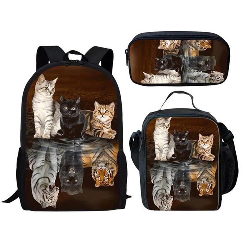 Teenager School Bags Boys Girls Funny 3D Cat Reflection Tiger Printed Backpack Children Schoolbag 3Pcs/Set Kids Student Book bag
Teenager School Bags Boys Girls Funny 3D Cat Reflection Tiger Printed Backpack Children Schoolbag 3Pcs/Set Kids Student Book bag